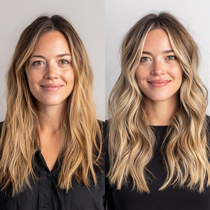 Balayage Hair Color Service Before and After Client Image By Salon Vo Denver