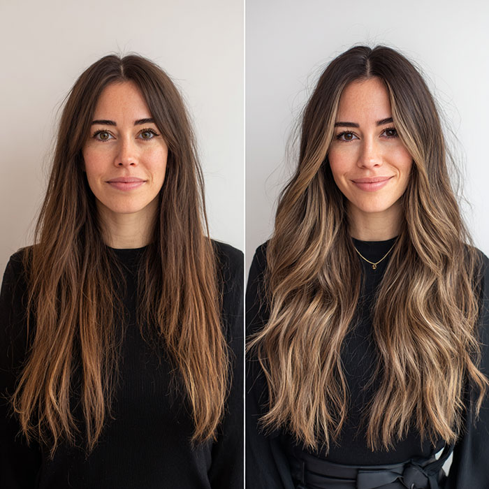 Balayage Hair Color Service Before and After Client Image By Salon Vo Denver