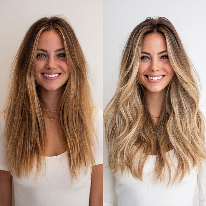 Balayage Hair Color Service Before and After Client Image By Salon Vo Denver