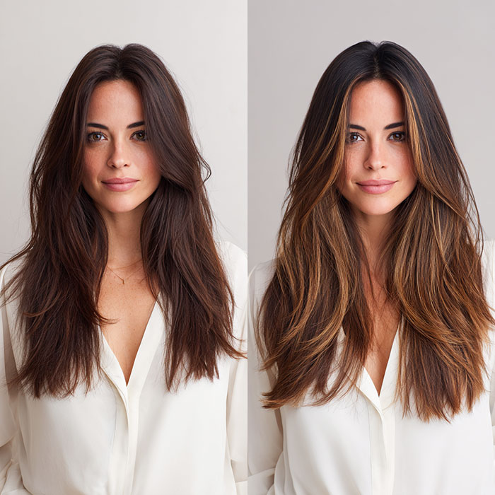 Hair Color & Highlights Before and After Client Image By Salon Vo Denver