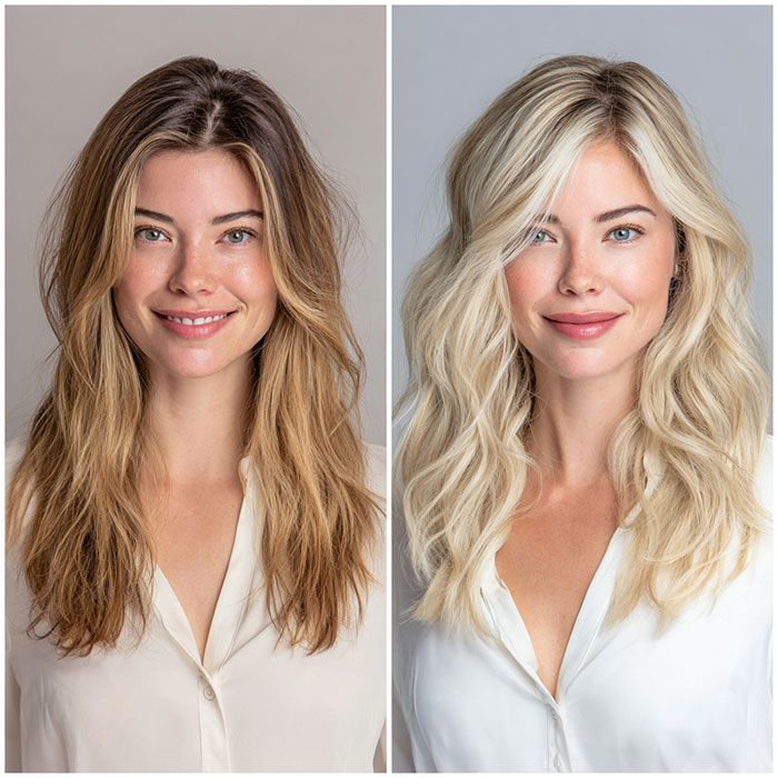 Hair Color & Highlights Before and After Client Image By Salon Vo Denver