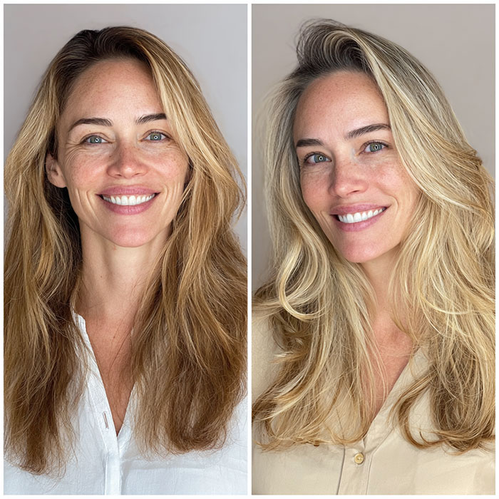 Hair Color & Highlights Before and After Client Image By Salon Vo Denver