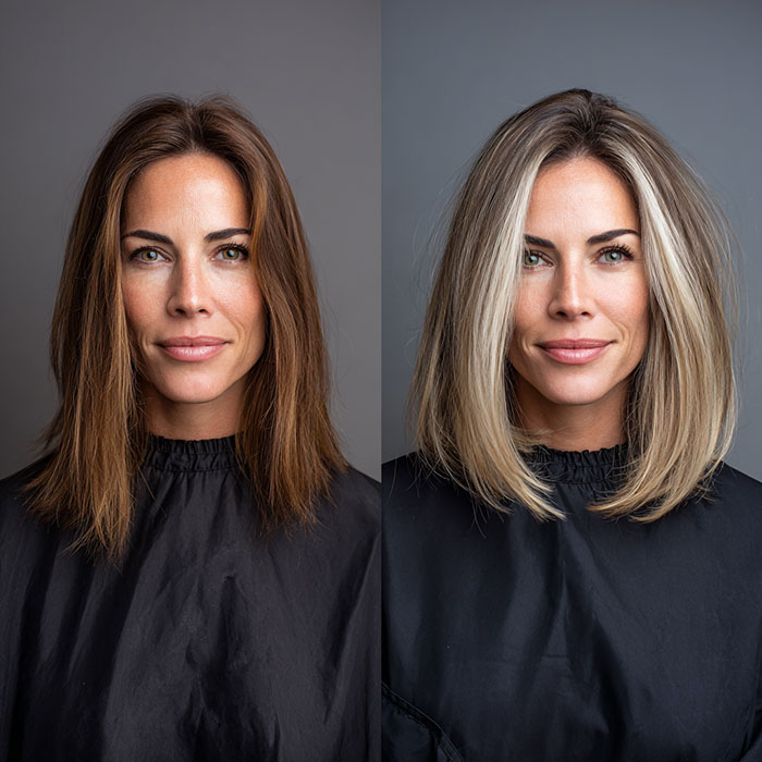 Hair Color & Highlights Before and After Client Image By Salon Vo Denver