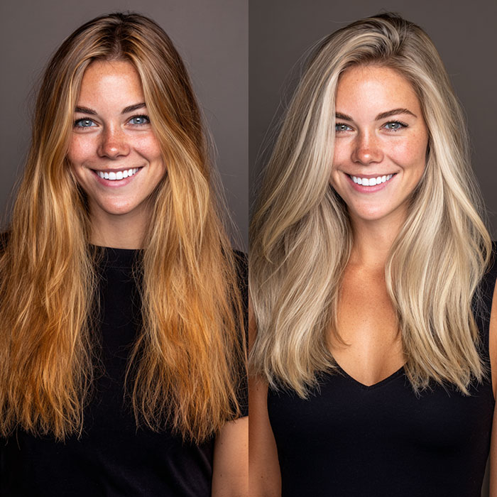 Hair Color & Highlights Before and After Client Image By Salon Vo Denver