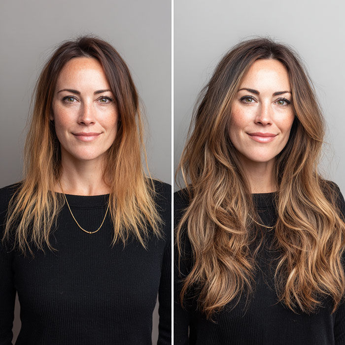 Hair Extension Service Before and After By Salon Vo Denver