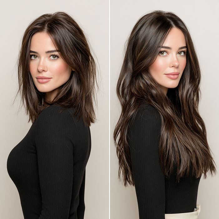 Hair Extension Service Before and After By Salon Vo Denver