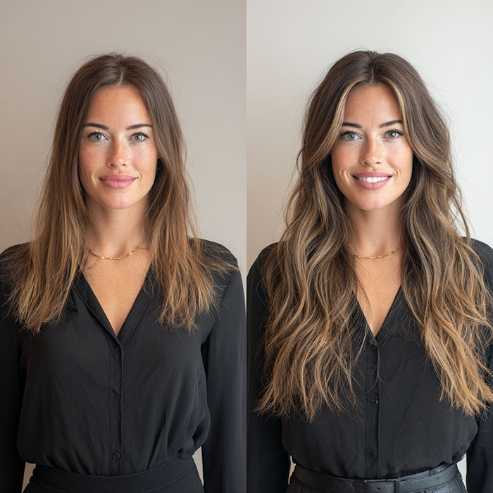 Hair Extension Service Before and After By Salon Vo Denver