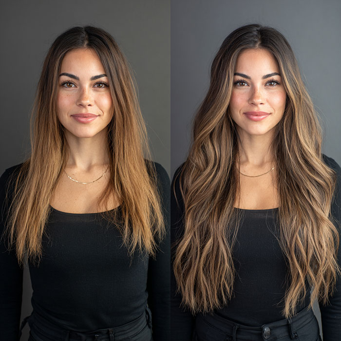 Hair Extension Service Before and After By Salon Vo Denver