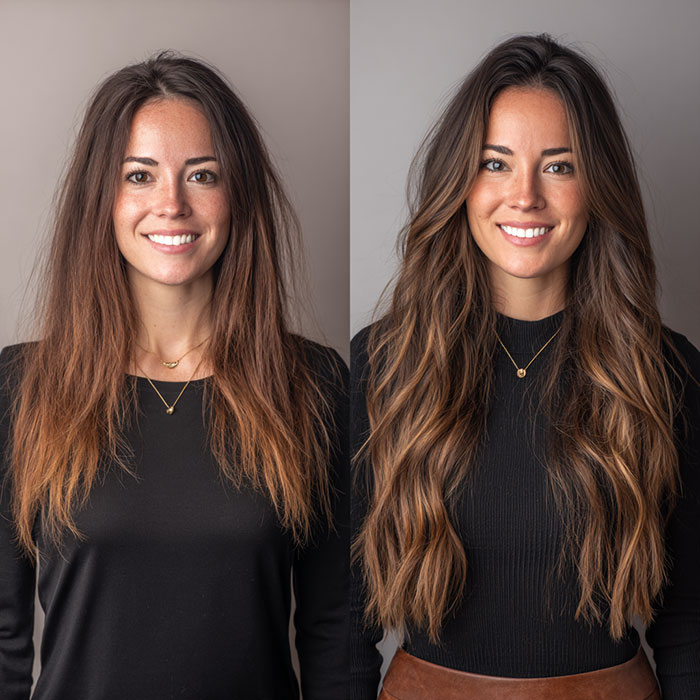 Hair Extension Service Before and After By Salon Vo Denver
