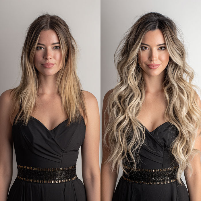 Hair Extension Service Before and After By Salon Vo Denver