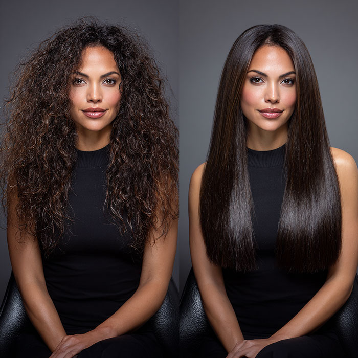 Hair Straightening Service Before and After Client Image By Salon Vo Denver