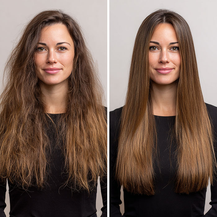 Hair Straightening Service Before and After Client Image By Salon Vo Denver