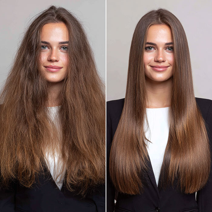Hair Straightening Service Before and After Client Image By Salon Vo Denver