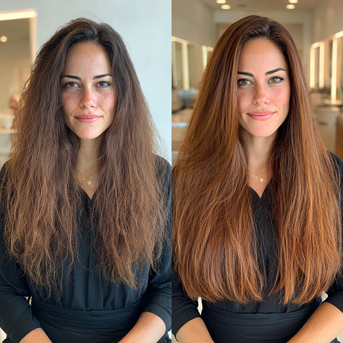 Keratin Treatment Service Before and After Client Image By Salon Vo Denver