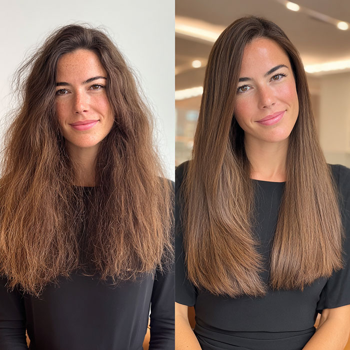 Keratin Treatment Service Before and After Client Image By Salon Vo Denver